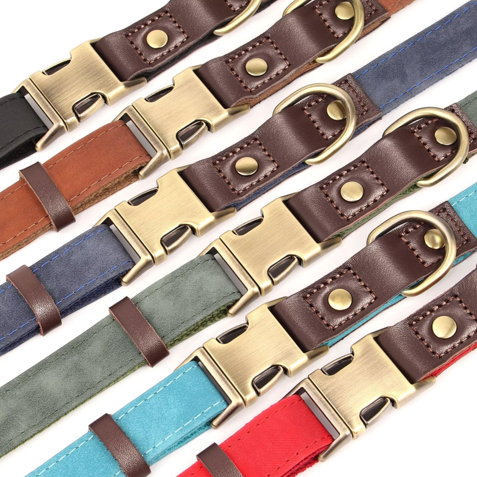 Didog Soft Padded Leather Dog Collar For Large Dogs, Classic Heavy Duty Dog Collars Adjustable With Quick Release Metal Buckle,B